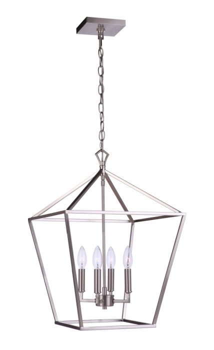 ##Antique Hardware## Flynt II 4 Light 16" Foyer in Brushed Polished Nickel