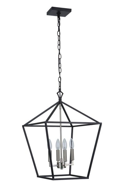 ##Antique Hardware## Flynt II 4 Light 16" Foyer in Flat Black/Brushed Polished Nickel