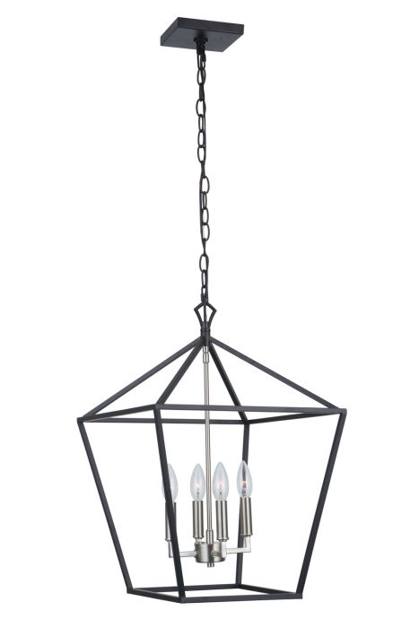 ##Antique Hardware## Flynt II 4 Light 16" Foyer in Flat Black/Brushed Polished Nickel