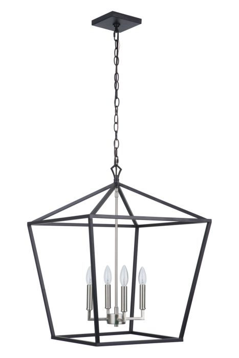 ##Antique Hardware## Flynt II 4 Light 20" Foyer in Flat Black/Brushed Polished Nickel