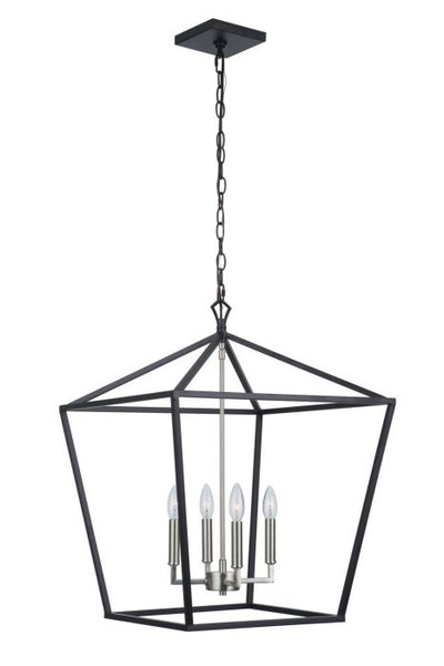 ##Antique Hardware## Flynt II 4 Light 20" Foyer in Flat Black/Brushed Polished Nickel