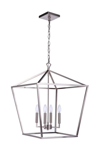 ##Antique Hardware## Flynt II 4 Light 20" Foyer in Brushed Polished Nickel