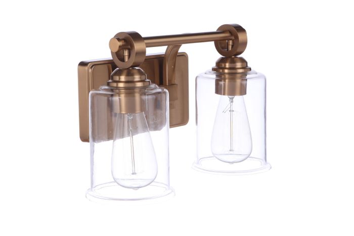 ##Antique Hardware## Romero 2 Light Vanity in Satin Brass