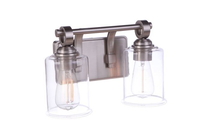 ##Antique Hardware## Romero 2 Light Vanity in Brushed Polished Nickel