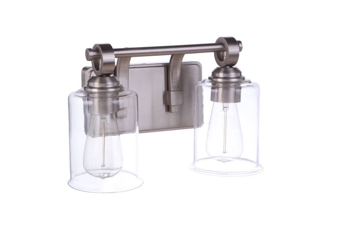 ##Antique Hardware## Romero 2 Light Vanity in Brushed Polished Nickel