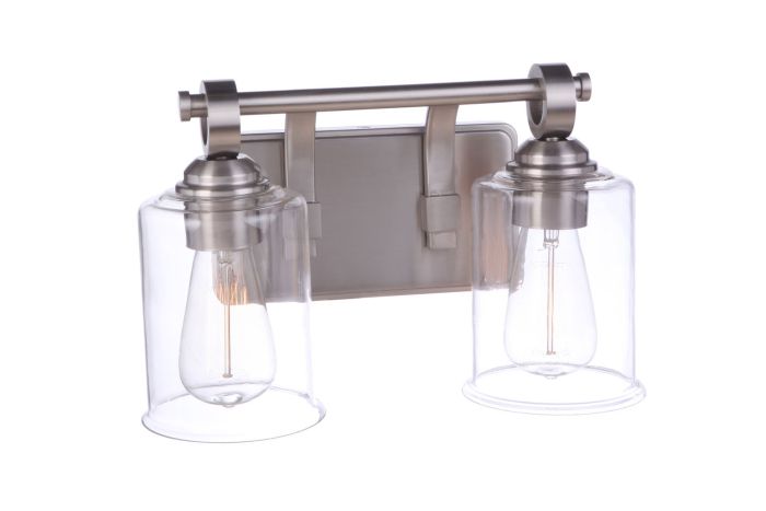 ##Antique Hardware## Romero 2 Light Vanity in Brushed Polished Nickel