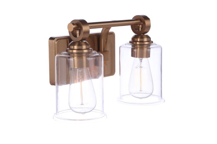 ##Antique Hardware## Romero 2 Light Vanity in Satin Brass