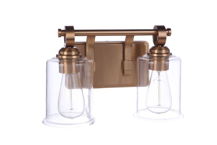 ##Antique Hardware## Romero 2 Light Vanity in Satin Brass