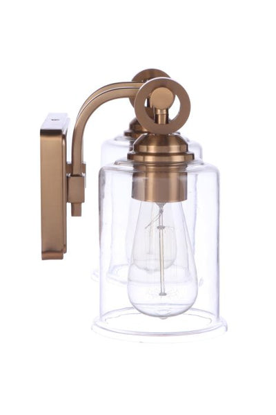 ##Antique Hardware## Romero 2 Light Vanity in Satin Brass