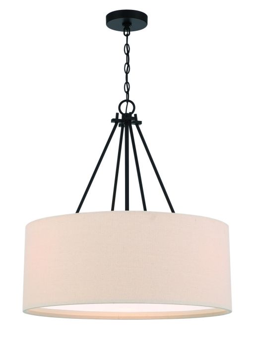 ##Antique Hardware## Duke 3 Light 24" Pendant in Flat Black