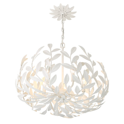 ##Antique Hardware## Broche 5 Light Matte White Chandelier