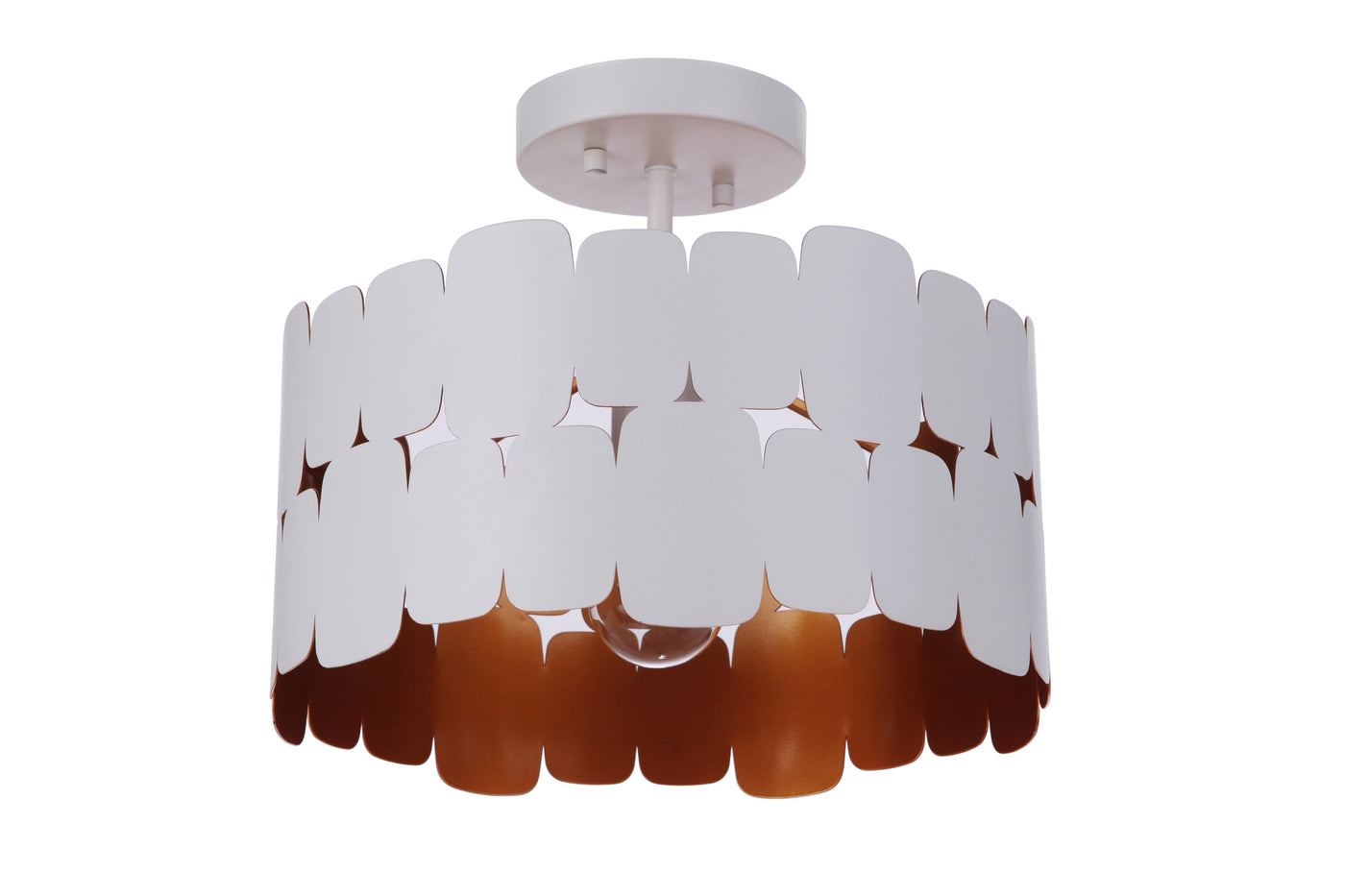 ##Antique Hardware## Sabrina 1 Light Convertible Semi Flush in Matte White/Gold Luster