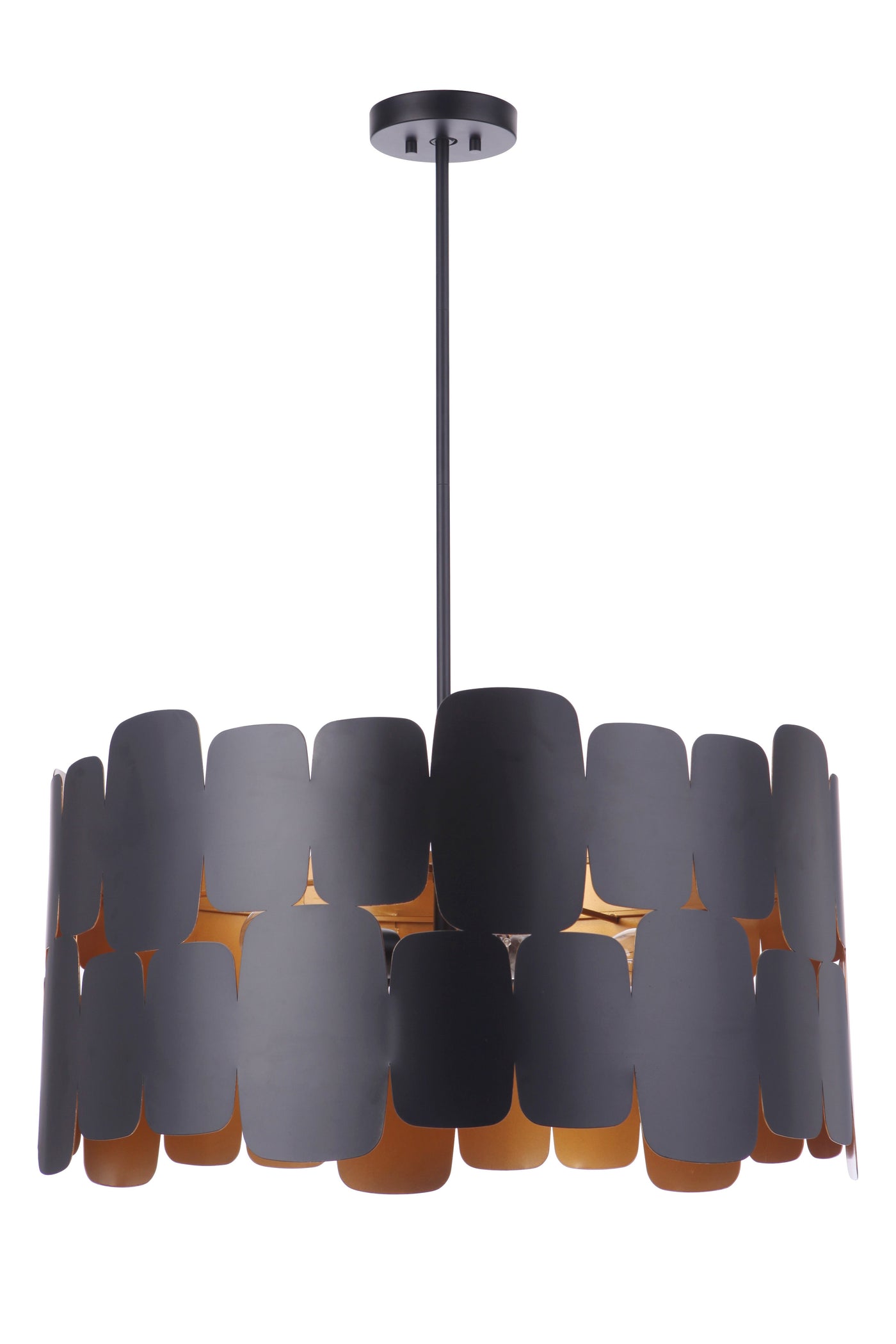 ##Antique Hardware## Sabrina 5 Light Pendant in Flat Black/Gold Luster