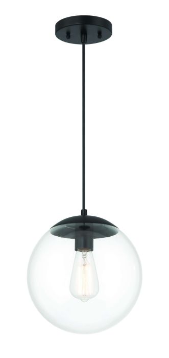 ##Antique Hardware## Gaze 10" 1 Light Pendant in Flat Black