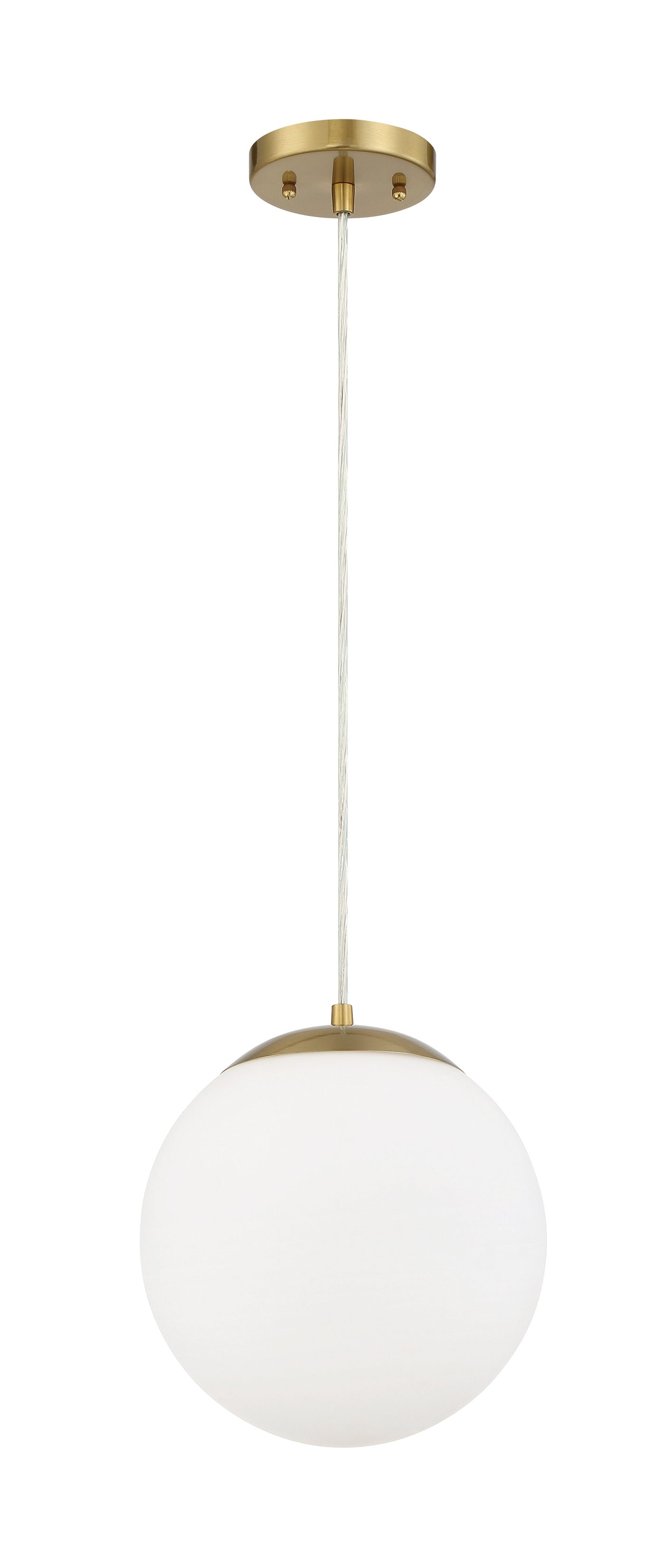 ##Antique Hardware## Gaze 1 Light 10" Pendant in Satin Brass (White Glass)