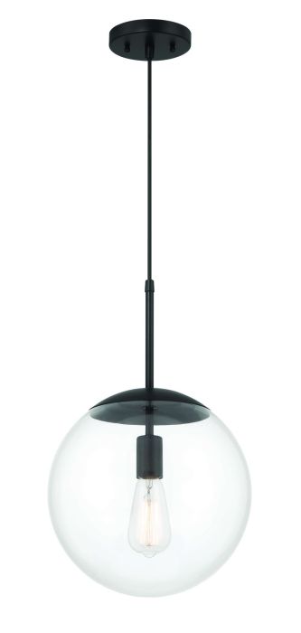 ##Antique Hardware## Gaze 12" 1 Light Pendant in Flat Black