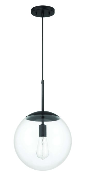 ##Antique Hardware## Gaze 12" 1 Light Pendant in Flat Black