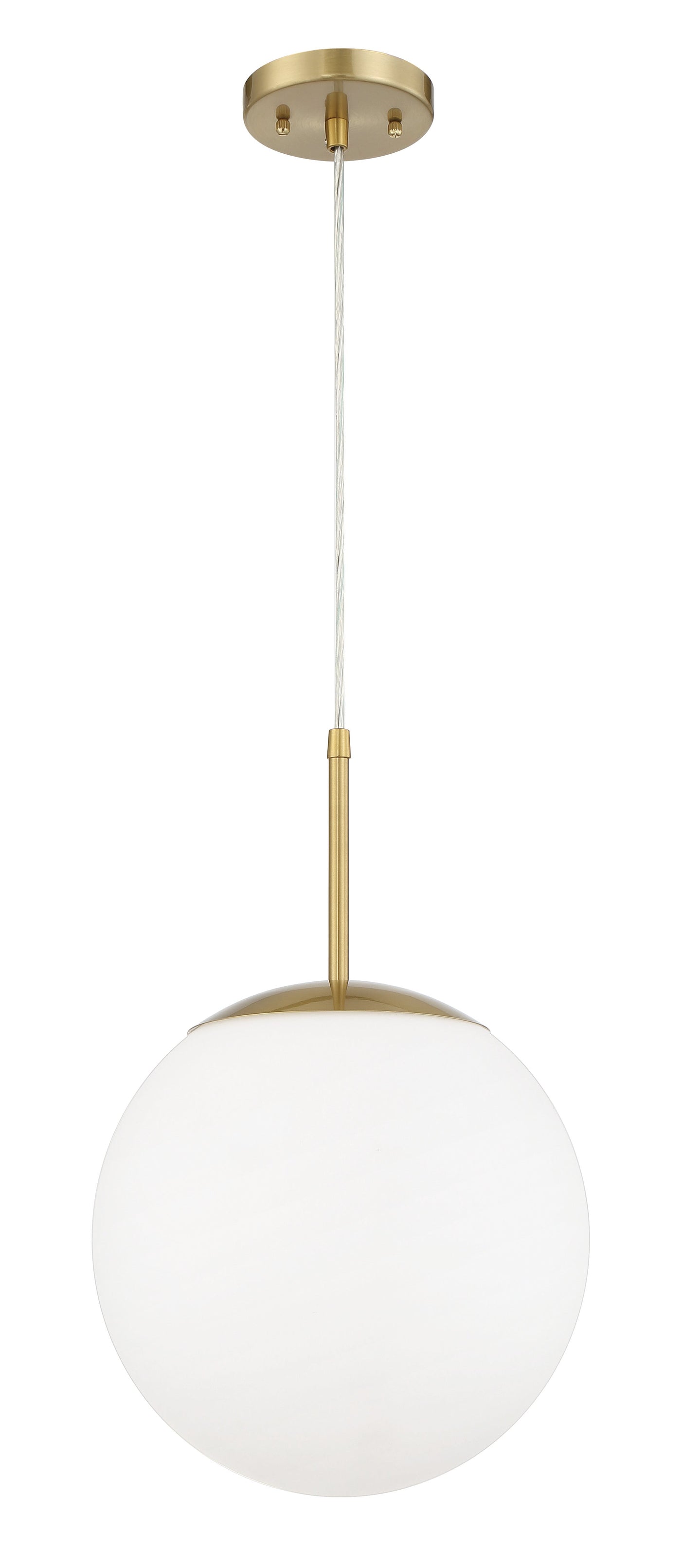 ##Antique Hardware## Gaze 1 Light 12" Pendant in Satin Brass (White Glass)