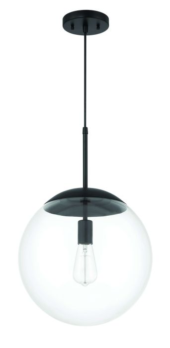 ##Antique Hardware## Gaze 14" 1 Light Round Pendant in Flat Black