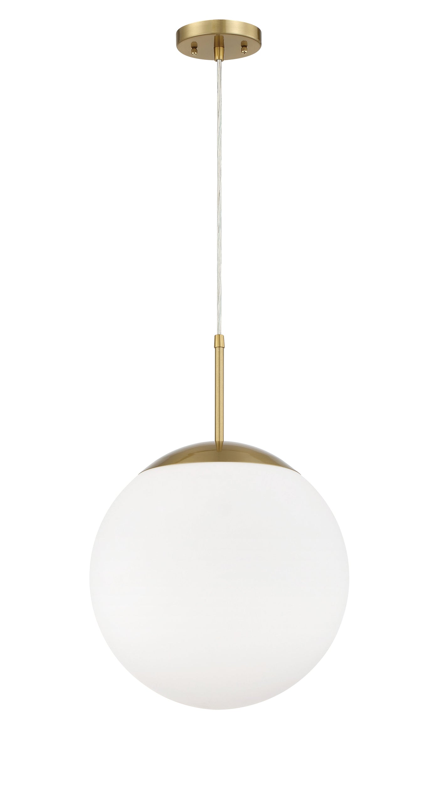 ##Antique Hardware## Gaze 1 Light 14" Pendant in Satin Brass (White Glass)