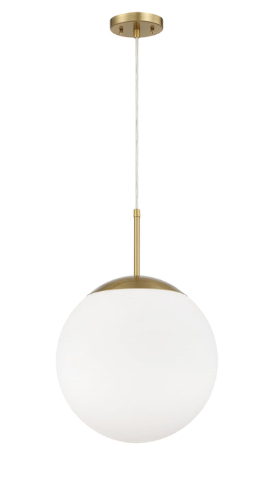 ##Antique Hardware## Gaze 1 Light 14" Pendant in Satin Brass (White Glass)