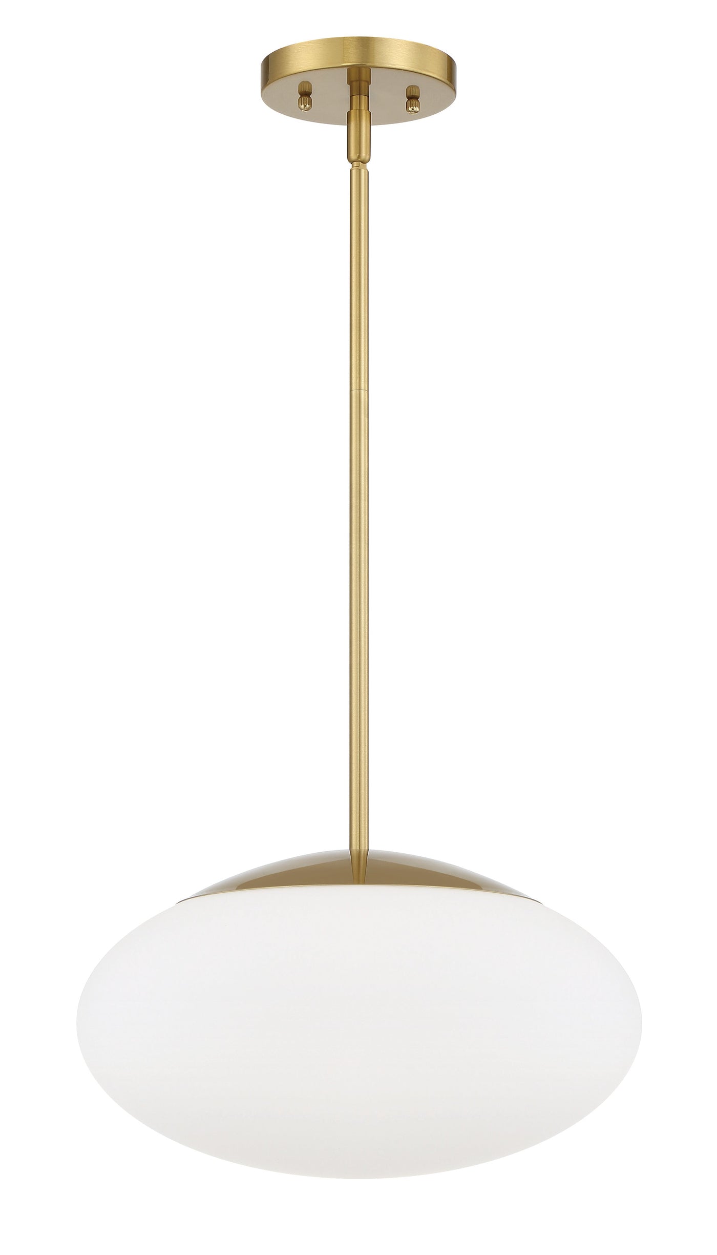 ##Antique Hardware## Gaze 1 Light 14" Pendant in Satin Brass (White Glass)