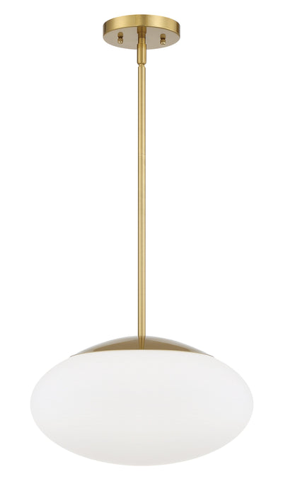 ##Antique Hardware## Gaze 1 Light 14" Pendant in Satin Brass (White Glass)