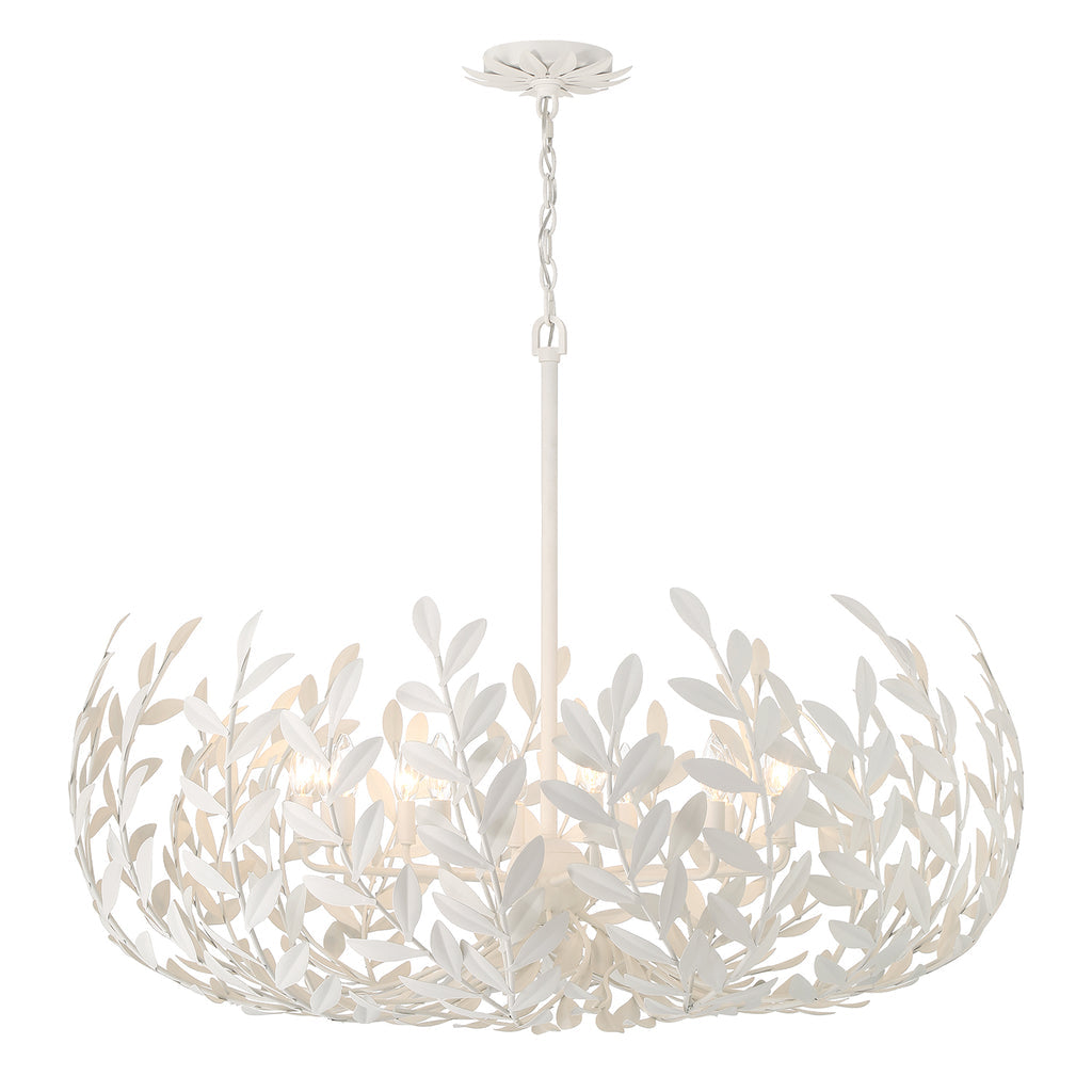 ##Antique Hardware## Broche 12 Light Matte White Chandelier