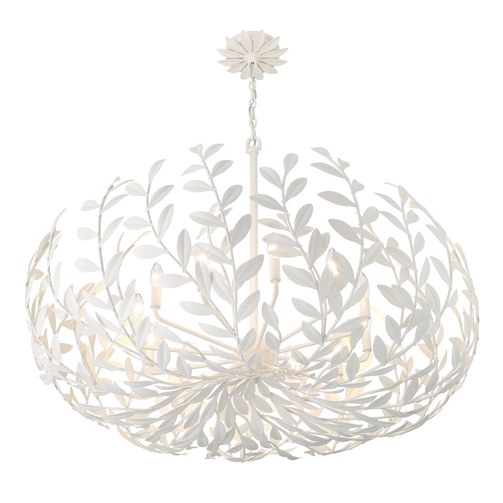 ##Antique Hardware## Broche 12 Light Matte White Chandelier