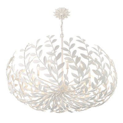 ##Antique Hardware## Broche 12 Light Matte White Chandelier