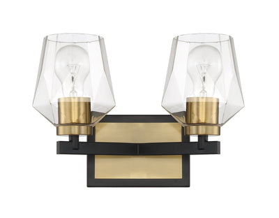 ##Antique Hardware## Avante Grand 2 Light Vanity in Flat Black/Satin Brass