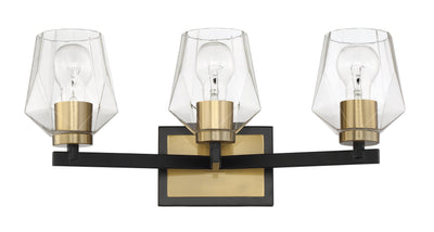 ##Antique Hardware## Avante Grand 3 Light Vanity in Flat Black/Satin Brass