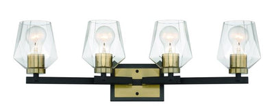 ##Antique Hardware## Avante Grand 4 Light Vanity in Flat Black/Satin Brass