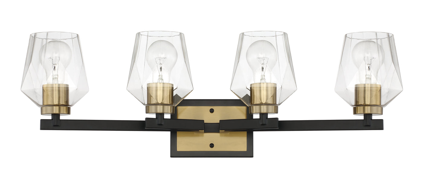 ##Antique Hardware## Avante Grand 4 Light Vanity in Flat Black/Satin Brass