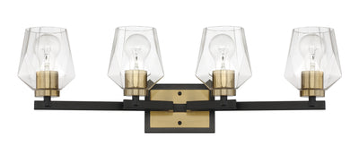 ##Antique Hardware## Avante Grand 4 Light Vanity in Flat Black/Satin Brass