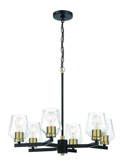 ##Antique Hardware## Avante Grand 6 Light Chandelier in Flat Black/Satin Brass