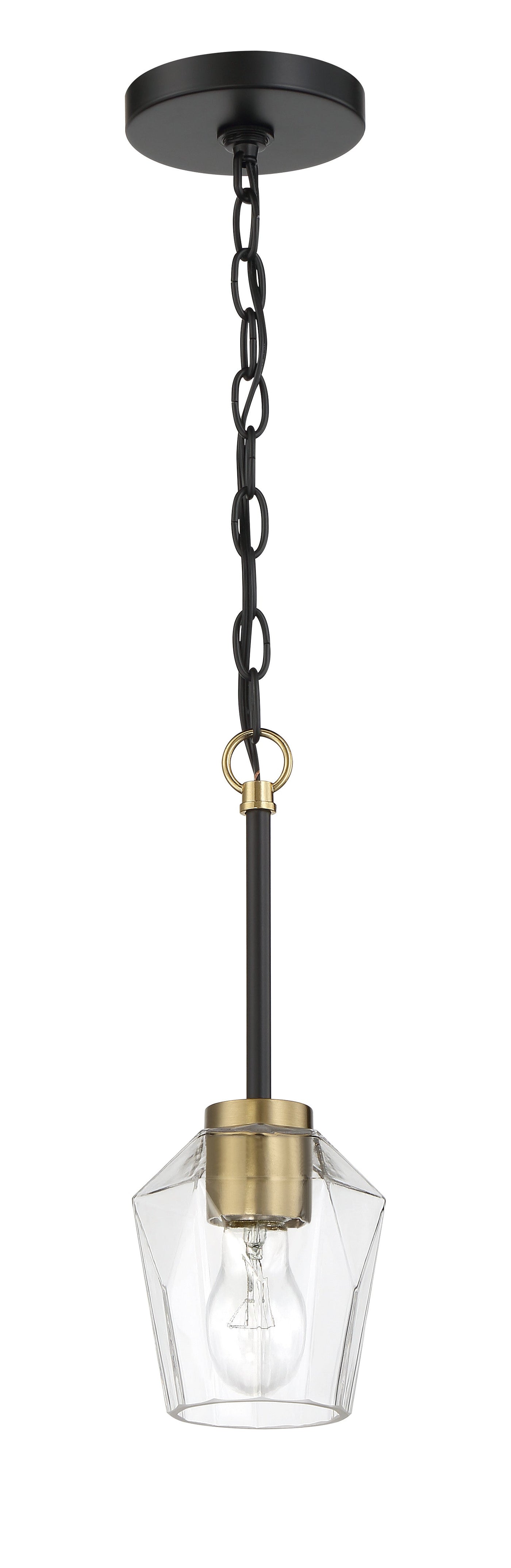 ##Antique Hardware## Avante Grand 1 Light Mini Pendant in Flat Black/Satin Brass