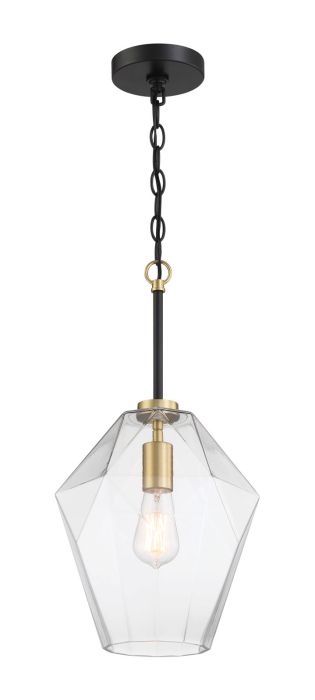 ##Antique Hardware## Avante Grand 1 Light Pendant in Flat Black/Satin Brass