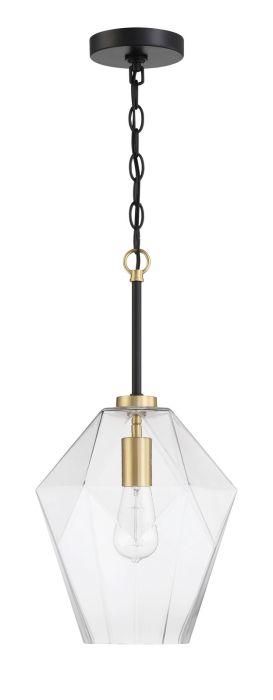 ##Antique Hardware## Avante Grand 1 Light Pendant in Flat Black/Satin Brass