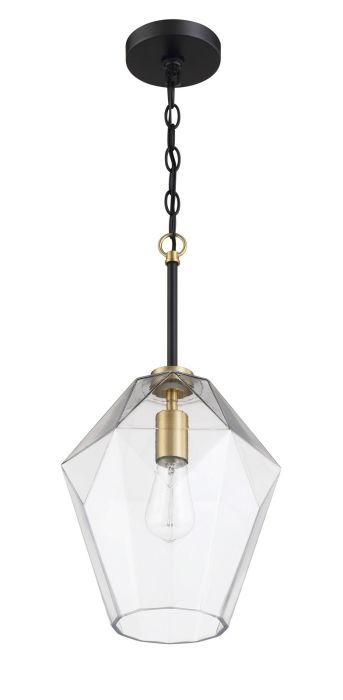 ##Antique Hardware## Avante Grand 1 Light Pendant in Flat Black/Satin Brass