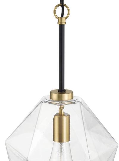 ##Antique Hardware## Avante Grand 1 Light Pendant in Flat Black/Satin Brass