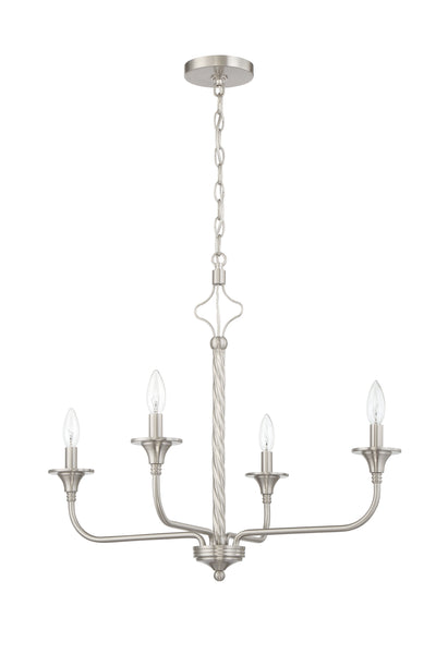 ##Antique Hardware## Jolenne 4 Light Chandelier in Brushed Polished Nickel