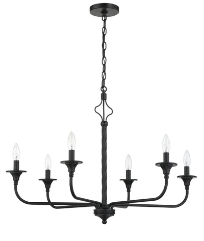 ##Antique Hardware## Jolenne 6 Light Chandelier in Flat Black