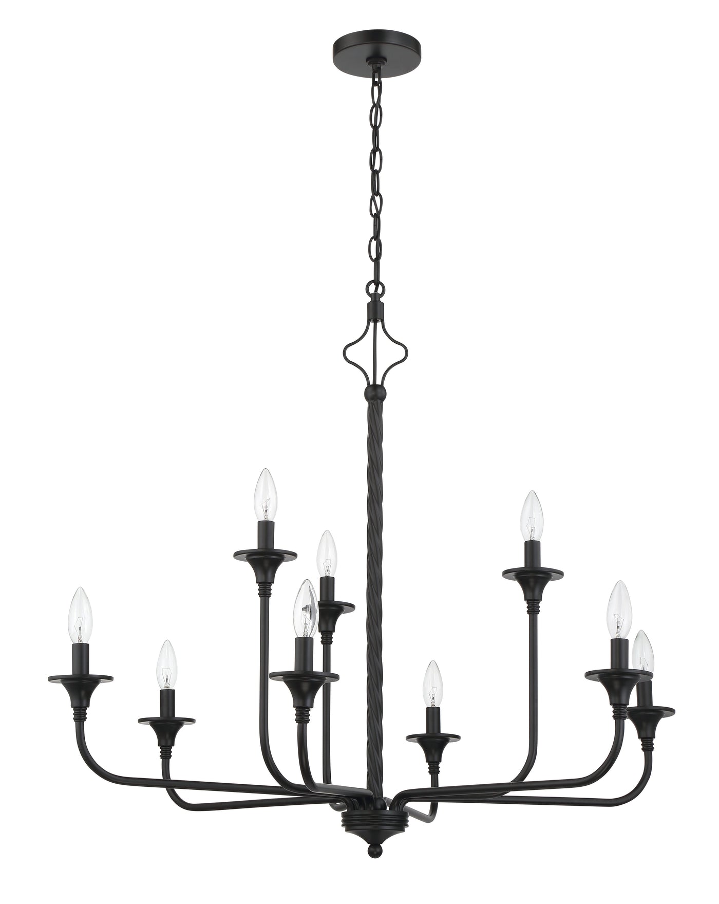 ##Antique Hardware## Jolenne 8 Light Chandelier in Flat Black