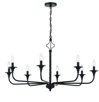 ##Antique Hardware## Jolenne 8 Light Chandelier in Flat Black