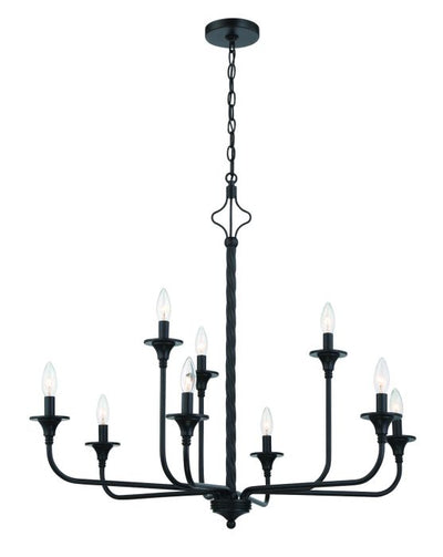 ##Antique Hardware## Jolenne 9  Light Two-Tier Chandelier in Flat Black