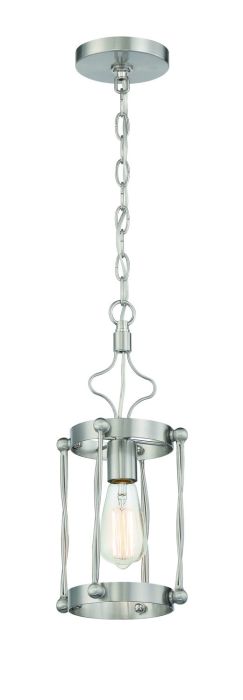 ##Antique Hardware## Jolenne 1 Light Mini Pendant in Brushed Polished Nickel