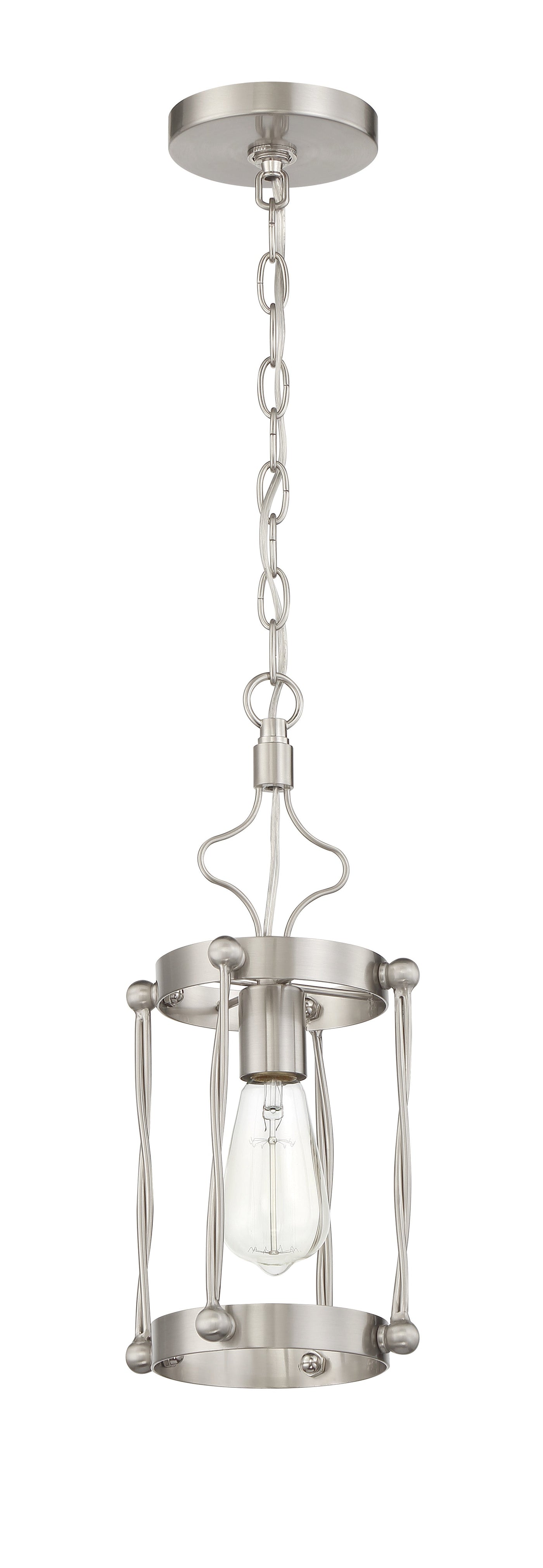 ##Antique Hardware## Jolenne 1 Light Mini Pendant in Brushed Polished Nickel