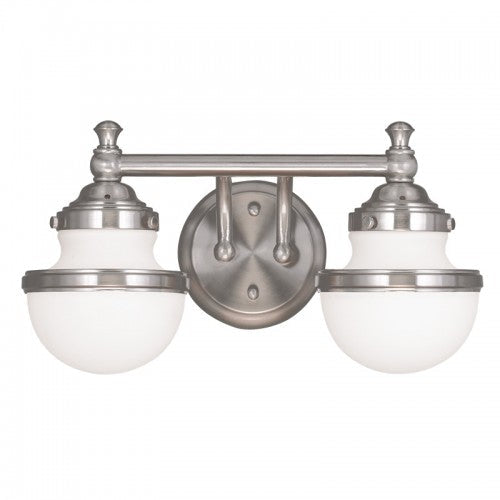 ##Antique Hardware## 2 Light Brushed Nickel Bath Light
