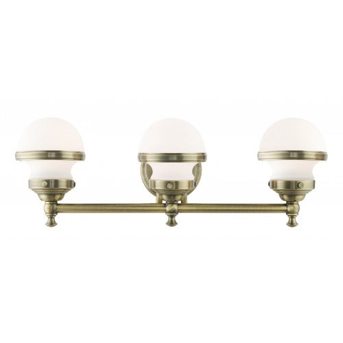 Antique Hardware 3 Light Antique Brass Bath Vanity Wall Sconce